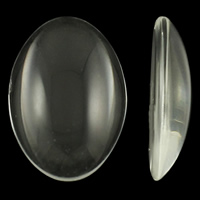 Glass Cabochons, Oval, transparent & flat back, clear, 20x30x6mm, 100PCs/Bag, Sold By Bag