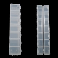 Smykker Perler Container, Plastic, Rektangel, gennemskinnelige, hvid, 155x34.50x18mm, Solgt af PC