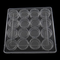 Jewelry Beads Container, Plastic, Flat Round, translucent, white, 31x14mm, 134x18mm, 16PCs/Box, Sold By Box