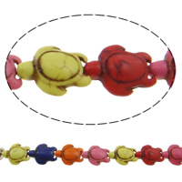 Turquoise Beads, Turtle, mixed colors, 14x17.50x7mm, Hole:Approx 1.5mm, 22PCs/Strand, Sold Per Approx 15 Inch Strand