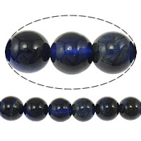 Tiger Eye pärlor, Rund, blå, 8mm, Hål:Ca 1mm, Längd Ca 15 inch, 10Strands/Lot, Ca 46PC/Strand, Säljs av Lot