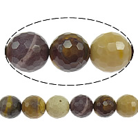 Κρόκο Stone Beads, Γύρος, πολύπλευρη, 14mm, Τρύπα:Περίπου 1.2-1.4mm, Μήκος Περίπου 15 inch, 10Σκέλη/Παρτίδα, Περίπου 27PCs/Strand, Sold Με Παρτίδα