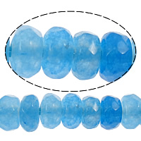 Abalorios de Mármol , Mármol teñido, Toroidal, facetas, azul claro, 2x4mm, agujero:aproximado 0.5mm, longitud:aproximado 15 Inch, 10Strandsfilamento/Grupo, aproximado 160PCs/Sarta, Vendido por Grupo