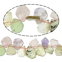 Perles quartz craquelé, Cristal arc-en-ciel, pepite, couleurs mélangées, 17-23x19-28mm, Trou:Environ 1mm, Longueur:Environ 15 pouce, 10Strandstoron/lot, Environ 38PC/brin, Vendu par lot
