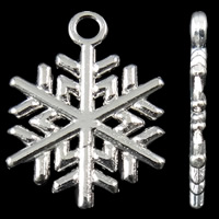 Colgantes de Aleación de Zinc Estilo Navidad, Copo de Nieve, chapado en color de plata, libre de níquel, plomo & cadmio, 15x20x1.50mm, agujero:aproximado 1.5mm, aproximado 905/