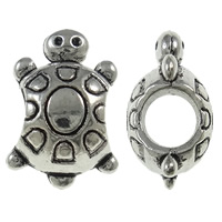 Tibetan Style European Beads, Turtle, antique silver color plated, without troll, nickel, lead & cadmium free, 10x15x8mm, Hole:Approx 5mm, Approx 520PCs/KG, Sold By KG