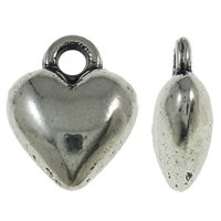 Zinc Alloy Heart Pendler, antik sølv farve forgyldt, nikkel, bly & cadmium fri, 9x12x5mm, Hole:Ca. 2mm, Ca. 765pc'er/KG, Solgt af KG
