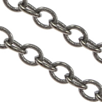 Латунная цепочка с овальными звеньями, Латунь, черный свнец, Овальный цепь, не содержит никель, свинец, 3x2.50x0.50mm, длина:100 м, продается Лот