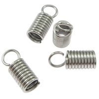 Stainless Steel Cord Coil, Tube, original color, 11x4.5mm, 0.7mm, Hole:Approx 3mm, 2000PCs/Bag, Sold By Bag