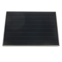 Velvet Ring Display, PU Leather, with Velveteen & PVC Plastic, Rectangle, black, 350x240x30mm, 10PCs/Lot, Sold By Lot