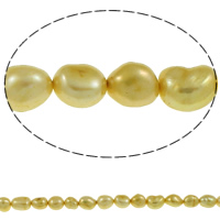 Barokní kultivované sladkovodní perle, Sladkovodní Pearl, Baroko, žlutý, 7-8mm, Otvor:Cca 0.8mm, Prodáno za Cca 14.5 inch Strand