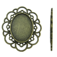 Zinc Alloy Cabochon Indstillinger, Flad Oval, antik bronze farve forgyldt, nikkel, bly & cadmium fri, 39x35mm, Indvendig diameter:Ca. 18x25mm, 100pc'er/Bag, Solgt af Bag