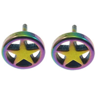 Stainless Steel Ear Piercing Jewelry 316L Stainless Steel with Rubber Flat Round colorful plated  6mm Sold By Lot