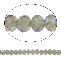 Rondelle Crystal Beads, AB color plated, imitation CRYSTALLIZED™ element crystal, Greige, 3x4mm, Hole:Approx 1mm, Length:Approx 18 Inch, 10Strands/Bag, Approx 140PCs/Strand, Sold By Bag