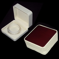 Искусственная кожа коробочка для браслетов, Квадратная форма, 90x90x35mm, 10ПК/Лот, продается Лот
