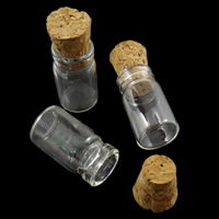 Smykker Perler Container, Glas, med Træ, klar, nikkel, bly & cadmium fri, 24*13mm, 10pc'er/Bag, Solgt af Bag