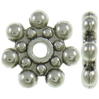 Zinc Alloy Spacer perler, Flower, antik sølv farve forgyldt, nikkel, bly & cadmium fri, 8x2mm, Hole:Ca. 1.5mm, Ca. 2500pc'er/KG, Solgt af KG