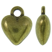 Tibetan Style Heart Pendants, antique bronze color plated, nickel, lead & cadmium free, 9x12x4.50mm, Hole:Approx 2mm, Approx 1000PCs/KG, Sold By KG