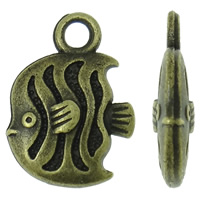 Tibetan Style Animal Pendants, Fish, antique bronze color plated, nickel, lead & cadmium free, 11x15x3.50mm, Hole:Approx 2mm, Approx 850PCs/KG, Sold By KG