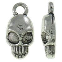 Tibetan Style Skull Pendants, antique silver color plated, Halloween Jewelry Gift, nickel, lead & cadmium free, 7x15x3.50mm, Hole:Approx 2mm, Approx 1660PCs/KG, Sold By KG