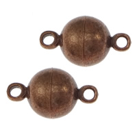 Brass Magnetic Clasp, Drum, antique copper color plated, single-strand, nickel, lead & cadmium free, 14x8x8mm, Hole:Approx 2mm, 400PCs/Lot, Sold By Lot