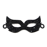 Zinc Alloy Connector Mask stoving varnish with rhinestone & 1/1 loop black nickel lead & cadmium free Approx 2.5mm Sold By Lot