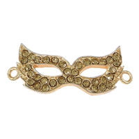Zinc Alloy Connector Mask rose gold color plated with rhinestone & 1/1 loop nickel lead & cadmium free Approx 2.5mm Sold By Lot