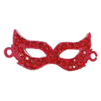 Zinc Alloy Connector Mask stoving varnish with rhinestone & 1/1 loop blood red nickel lead & cadmium free Approx 2.5mm Sold By Lot