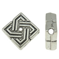 Tibetan Style Jewelry Beads, Rhombus, antique silver color plated, nickel, lead & cadmium free, 7x7x1mm, Hole:Approx 1.2mm, Approx 2500PCs/KG, Sold By KG