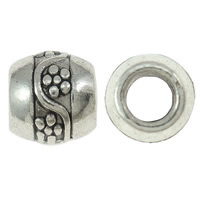 Tibetan Style European Beads, Drum, antique silver color plated, without troll, nickel, lead & cadmium free, 8x9mm, Hole:Approx 4.5mm, Approx 570PCs/KG, Sold By KG