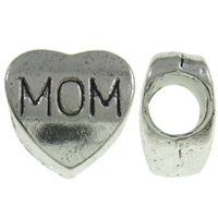 Zinc Alloy European Beads Heart word mom antique silver color plated without troll nickel lead & cadmium free Approx 4.5mm Approx Sold By KG