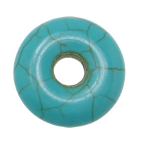 Turquoise sintéiseach Spacer Bead, Donut, gorm aigéad, 20x6mm, Poll:Thart 5mm, 100ríomhairí pearsanta/Lot, Díolta De réir Lot