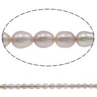 Perlas Arroz Freshwater, Perlas cultivadas de agua dulce, natural, Púrpura, Grado A, 5-6mm, agujero:aproximado 0.8mm, Vendido para 14.5 Inch Sarta