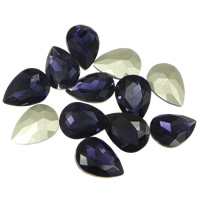 Crystal Cabochons, Teardrop, silver color plated, faceted, Amethyst, 18x25mm, 60PCs/Bag, Sold By Bag