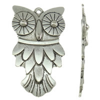 Tibetan Style Animal Pendants, Owl, antique silver color plated, nickel, lead & cadmium free, 41x69x6mm, Hole:Approx 3mm, Approx 60PCs/KG, Sold By KG