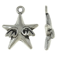 Tibetan Style Star Pendant, antique silver color plated, nickel, lead & cadmium free, 18x22.50x4.50mm, Hole:Approx 1.5mm, Approx 665PCs/KG, Sold By KG