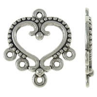 Heart Tibetan Style Connector, antique silver color plated, 1/5 loop, nickel, lead & cadmium free, 19x21x2mm, Hole:Approx 1mm, Approx 710PCs/KG, Sold By KG