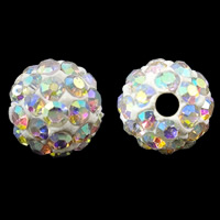 Rhinestone Clay Pave Beads, Round, colorful plated, with rhinestone, 8mm, Hole:Approx 1mm, 100PCs/Bag, Sold By Bag