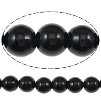 Natürliche schwarze Achat Perlen, Schwarzer Achat, rund, Klasse AB, 6mm, Bohrung:ca. 0.8-1mm, ca. 63PCs/Strang, verkauft per ca. 15.5 ZollInch Strang