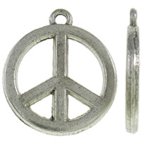 Colgantes de paz la aleación del cinc, aleación de zinc, Logo de la paz, chapado en color de plata antigua, libre de níquel, plomo & cadmio, 17.50x20x2mm, agujero:aproximado 1.5mm, aproximado 550PCs/KG, Vendido por KG