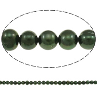 Brambor pěstované sladkovodní perle, Sladkovodní Pearl, tmavě zelené, 9-10mm, Otvor:Cca 0.8mm, Prodáno za Cca 15 inch Strand