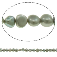 Barocco coltivate in acqua dolce Perla, perla d'acquadolce coltivata naturalmente, grigio, 7-8mm, Foro:Appross. 0.8mm, Venduto per Appross. 14.7 pollice filo