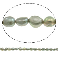 Perla Barroca Freshwater, Perlas cultivadas de agua dulce, Barroco, gris, 7-8mm, agujero:aproximado 0.8mm, Vendido para aproximado 15 Inch Sarta