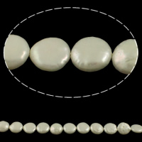 Cultured Coin Freshwater Pearl Beads, natural, white, 12-13mm, Hole:Approx 0.8mm, Sold Per Approx 15 Inch Strand