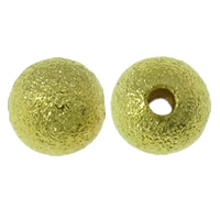Messing Sternenstaub Perlen, rund, goldfarben plattiert, Falten, frei von Blei & Kadmium, 6mm, Bohrung:ca. 1.5mm, 2000PCs/Tasche, verkauft von Tasche