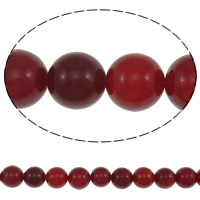Natural Jade Beads, Jade Red, Round, 12mm, Hole:Approx 1mm, Approx 33PCs/Strand, Sold Per Approx 15 Inch Strand