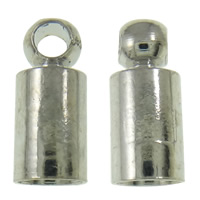 Brass End Cap, platinum color plated, nickel, lead & cadmium free, 3.5x8mm, Hole:Approx 1mm, 1000PCs/Bag, Sold By Bag