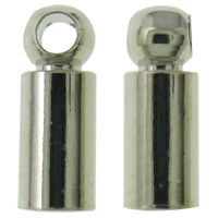 Brass End Cap, platinum color plated, nickel, lead & cadmium free, 3.50x9mm, Hole:Approx 1mm, 1000PCs/Bag, Sold By Bag