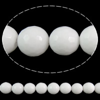Jade Χάντρες, Jade White, Γύρος, πολύπλευρη, λευκό, 12mm, Τρύπα:Περίπου 1.2mm, Περίπου 32PCs/Strand, Sold Per Περίπου 15 inch Strand