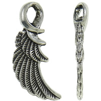 Wing Shaped Tibetan Style Pendants, antique silver color plated, nickel, lead & cadmium free, 13x31x4mm, Hole:Approx 4mm, Approx 450PCs/KG, Sold By KG